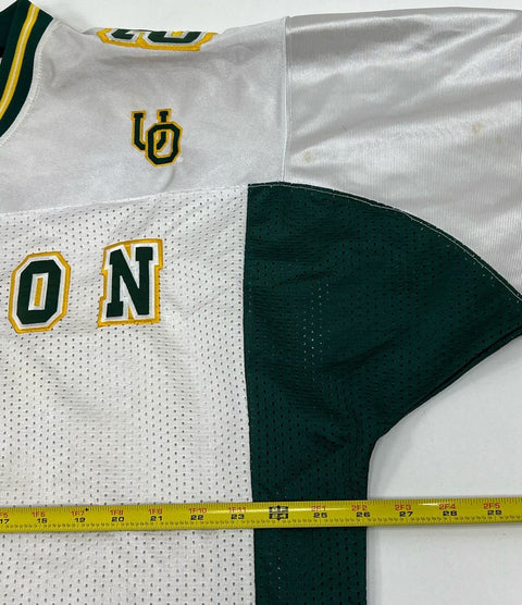 Men's Playmaker White & Green Short Sleeve Ducks Team Jersey #2 - Size Large