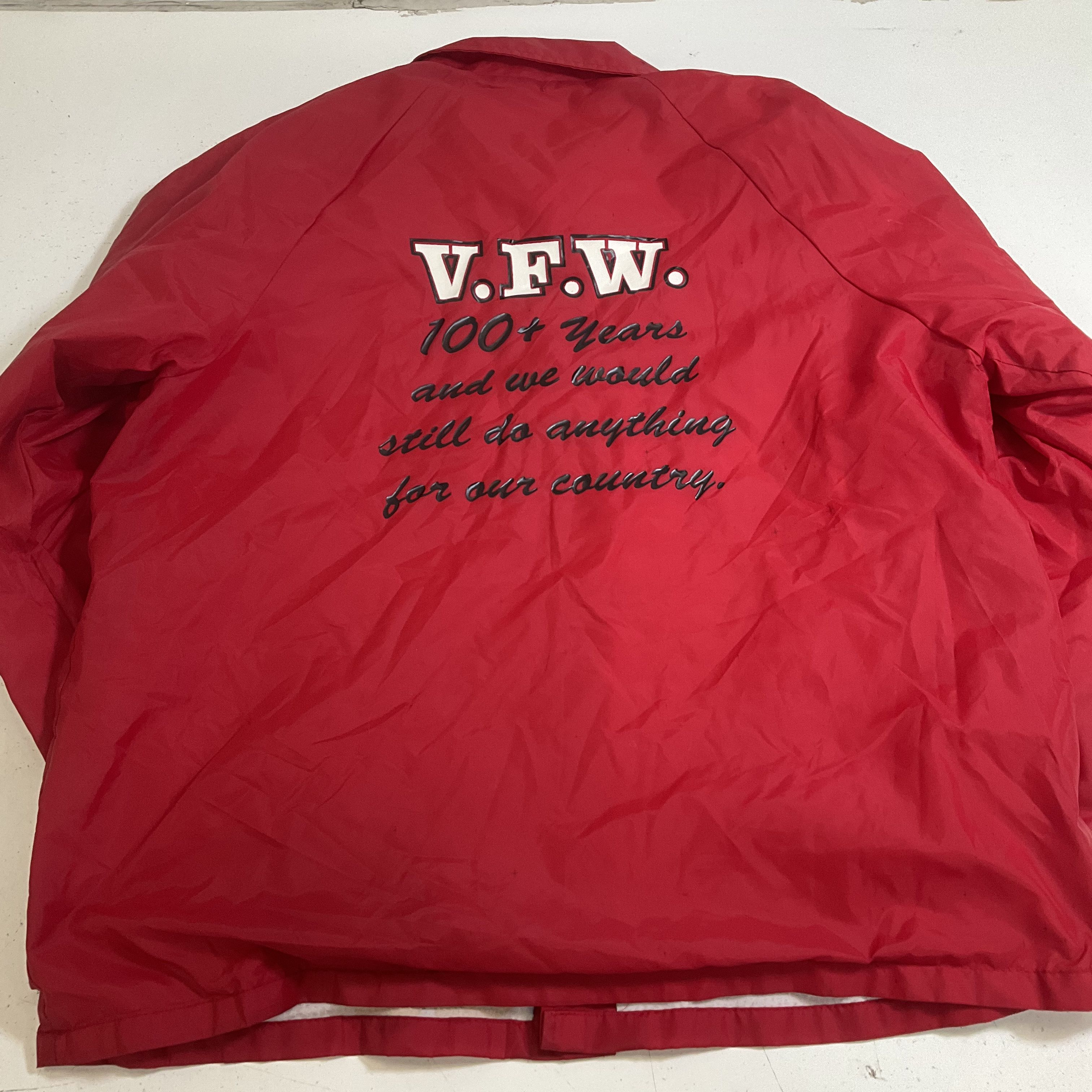Vintage Y2K VFW POW MIA Red Nylon Coach Jacket Windbreaker Men's L