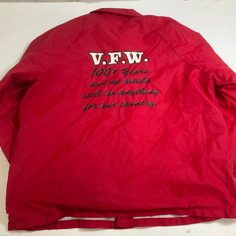 Vintage Y2K VFW POW MIA Red Nylon Coach Jacket Windbreaker Men's L