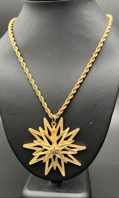 Vintage ALAN Gold Tone Articulated Owl Starburst Pendant Necklace Lot of 3