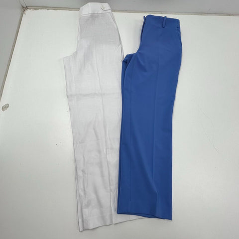 Lot of 2 Talbots NWT Blue Southampton & White Linen Blend Curvy Pants Women's