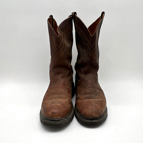 Gravel Gear NT1643 Brown Leather Western Pull-On Work Boots Men's Size 10M