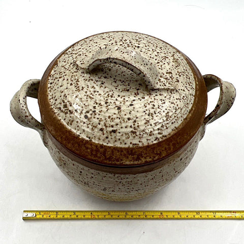 Vintage Studio Pottery Ceramic Steam Funnel Pot Speckled Stoneware Lidded