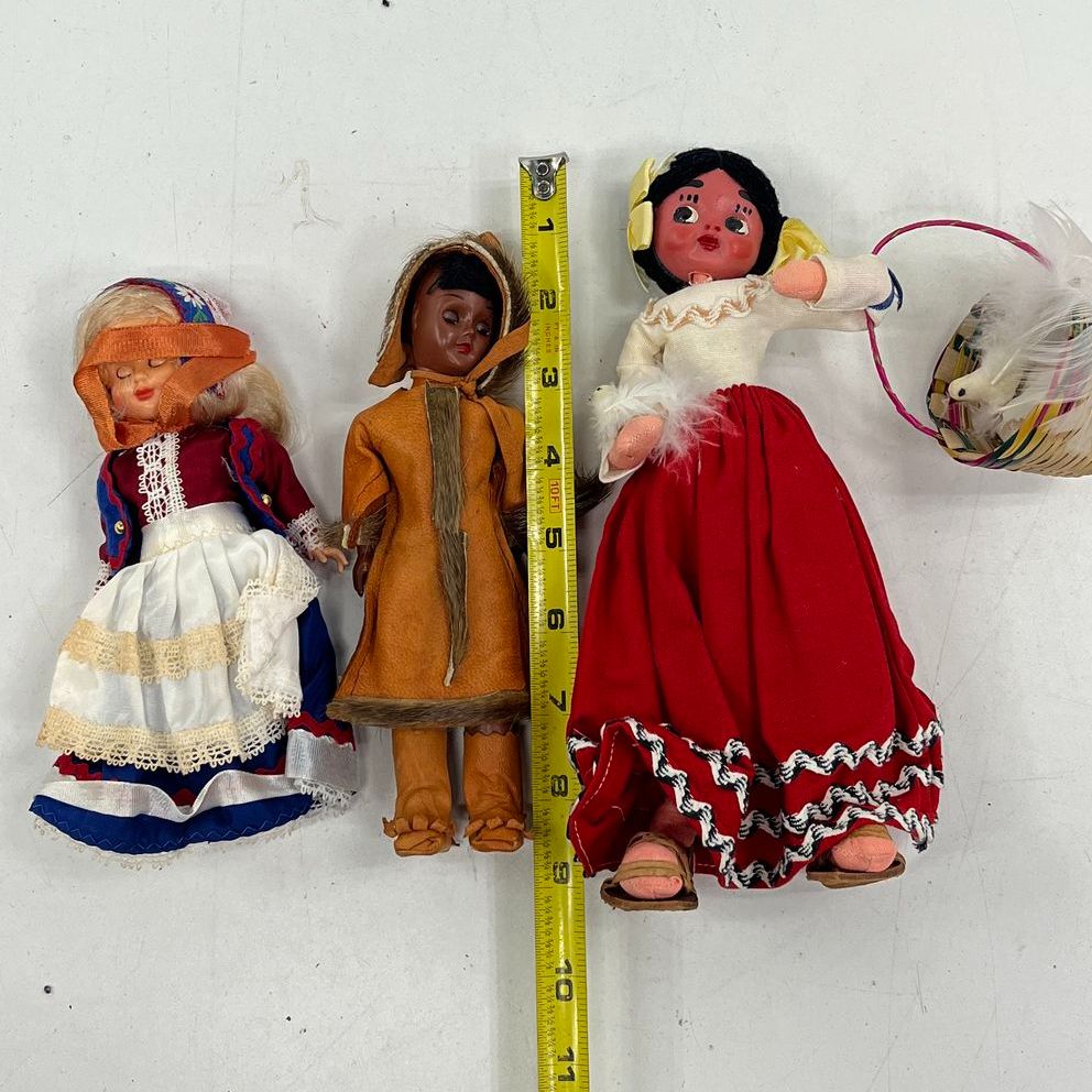Vintage Lot of 3 International Cultural Souvenir Dolls 7-10" Oaxaca Mexico