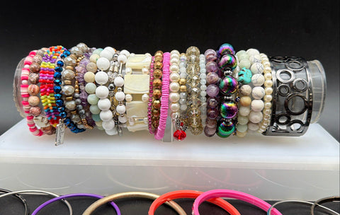 Vintage to Modern Costume Jewelry Bracelet Lot Bangles Beaded Charms