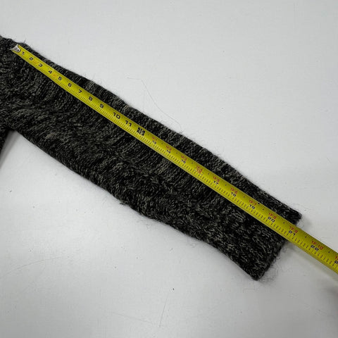 Vintage 80s Fashioned by Jove Black Gray Chunky Knit Cardigan Sweater Women's M