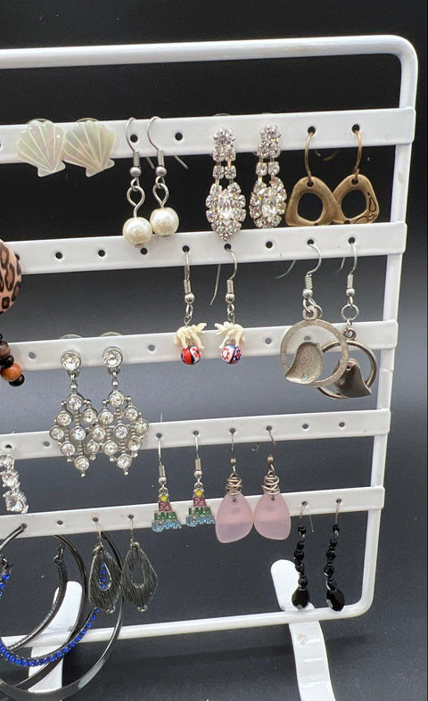 Vintage and Modern Costume Jewelry Lot 35+ Pairs Earrings Hoops Studs Dangles