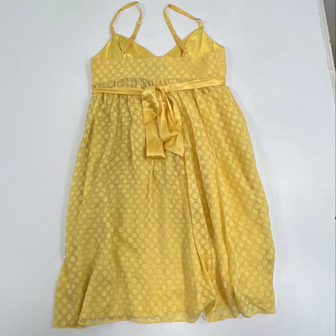 Arden B. NWT Y2K Women's Yellow Silk Polka Dot Burnout Babydoll Dress Size M
