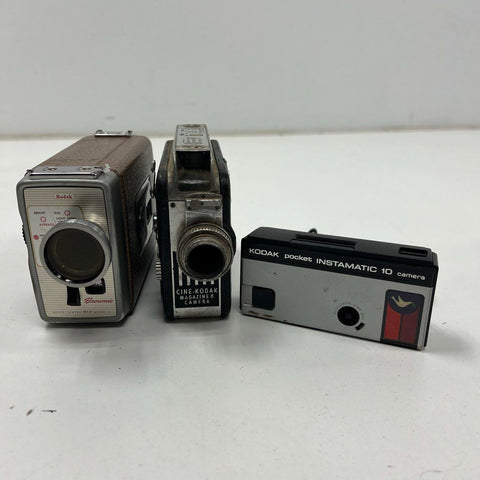 Vintage Kodak Camera Lot Brownie Movie Cine-Kodak Instamatic As-Is Decor