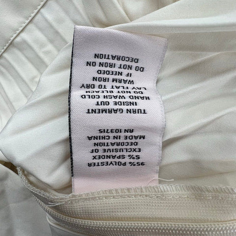 NWT Nanette Lepore Ecru Cream Pleated Lace Hem Midi Skirt Women's L