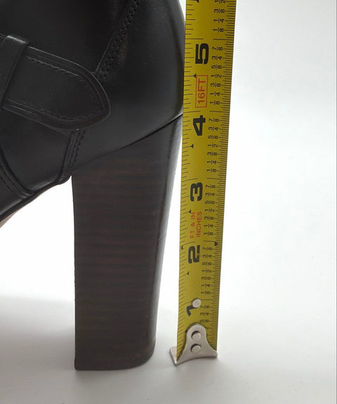 Coach Alessandra Black Leather Wrap Strap Ankle Boots Block Heel Size 10