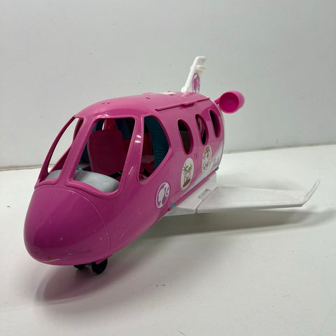 Mattel Barbie Glam Vacation Jet Airplane Toy 2012 Pink Folds Open Seats Dolls