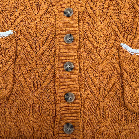 Free People Women's Wildflower Cardigan Burnt Orange Chunky Knit Slouchy Size M