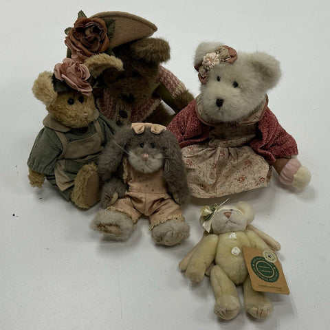 Boyds Bears & Friends Plush Lot Mixed Bears and Bunnies 5 Pieces Vintage