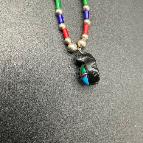 Dorothy Brave Eagle Oglala Lakota Turtle Fetish Inlay Necklace Native American