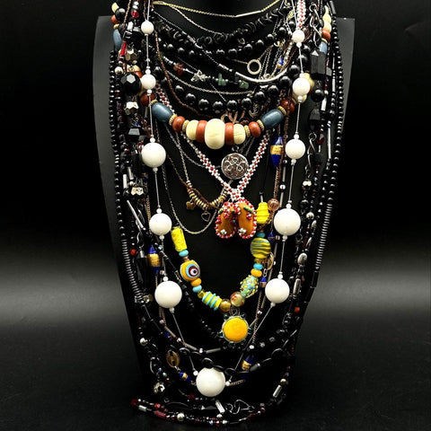 Vintage to Modern Costume Jewelry Necklace Lot Beaded Boho Southwestern Style