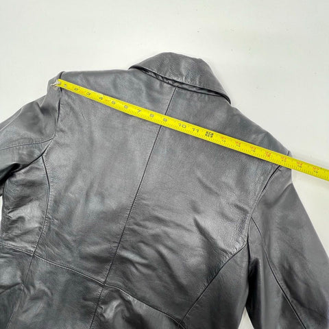 Vintage Y2K Kathy Ireland Black Genuine Leather Quilted Jacket Womens L