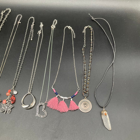 Vintage to Modern Costume Necklace Lot 12pc Boho Statement Faux Pearl Tassel