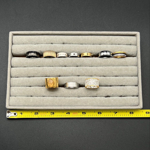 Fashion Jewelry Lot of 10 Band Style Rings Spike Filigree Engraved Landscape