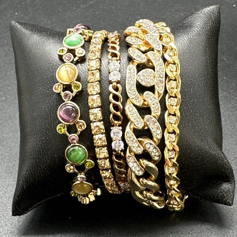 Gold Tone Rhinestone Costume Jewelry Lot Influence Necklaces  display picture 1