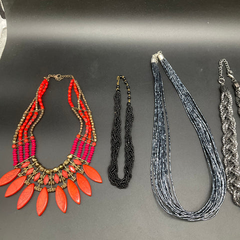 Fashion Costume Jewelry Lot of 6 Necklaces Beaded Statement Bib Mixed Styles