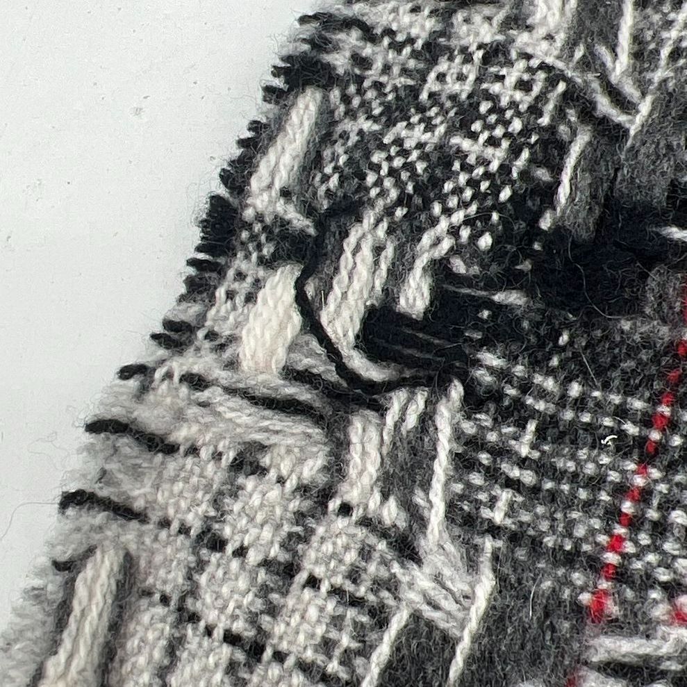 Charter Club 100% Cashmere Scarf Red Black Gray Plaid Woven Fringe Women's