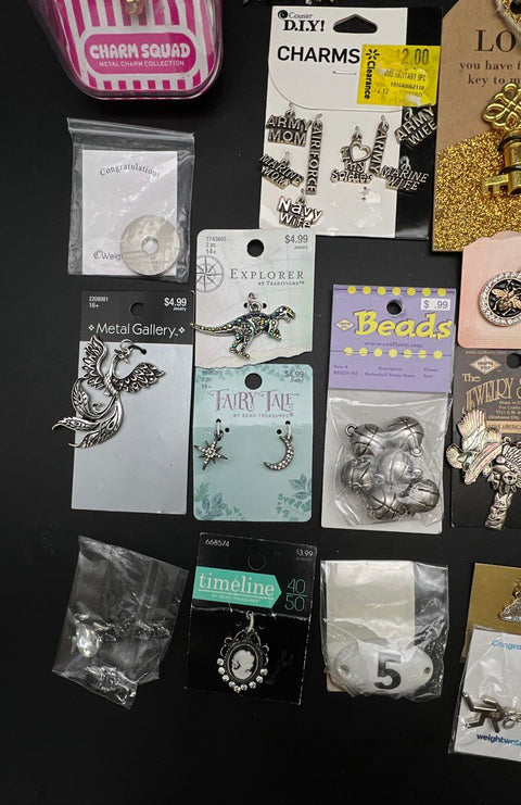 Cat & Jack FAO Schwarz Metal Gallery Jewelry Making Charms Pendants Lot of 25