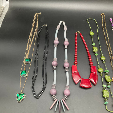 Vintage to Modern Costume Jewelry Lot 1 lb 10 Statement Beaded Necklaces