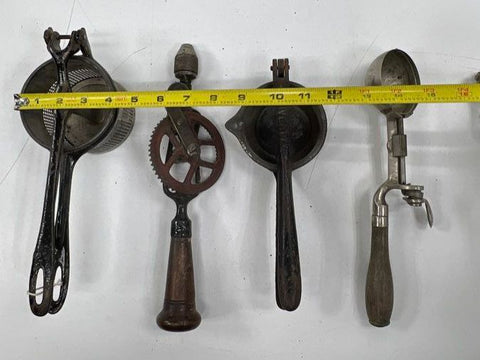 Vintage Kitchen Utensil Lot (5) Townsend Skinner Indestructo Scoop Hand Drill