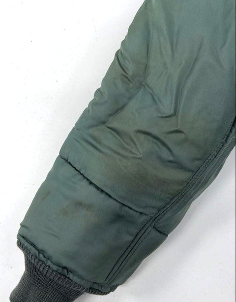 Vintage Military Green Sherpa Lined Quilted Bomber Jacket Liner Men's Small