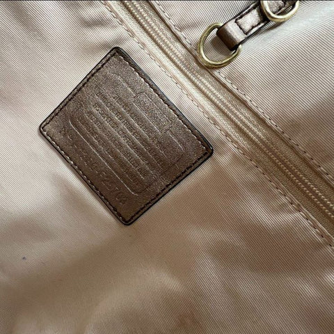 Coach Metallic Tote & Taupe Leather Shoulder Bag Handbag Purse Lot of 2 Pieces