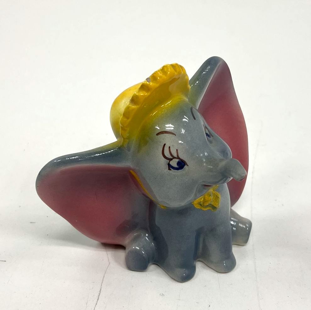 Vintage Collectible Dumbo Elephant in Bonnet Painted Ceramic Figurine *Chipped