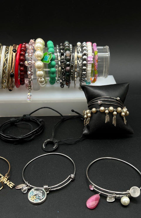 Disney Alex and Ani Style Beaded Bangle Costume Jewelry Lot of 30