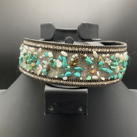 Southwestern Faux Turquoise Silver Tone Jewelry Lot 8pc Cuffs Bracelets Earrings