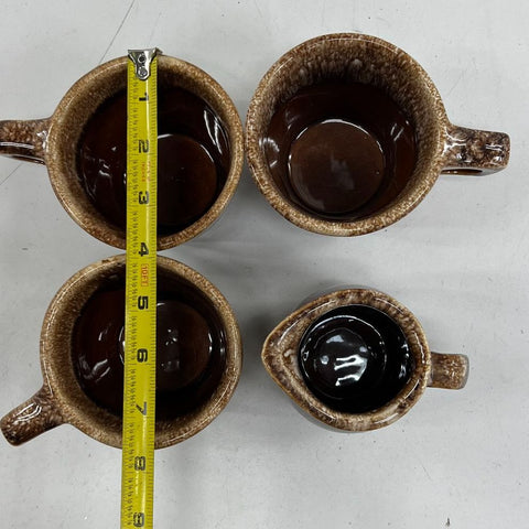 Hull Brown Drip 7 pc Lot Pitchers Creamer 4 Mugs Vintage USA