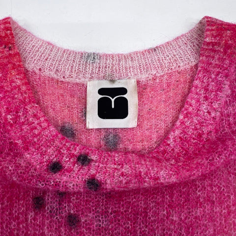 Paynestar Women's Pink Abstract Kid Mohair Merino Wool Blend Sweater Sz L