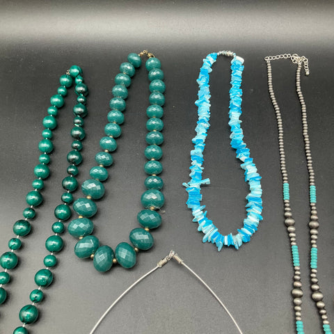 Mixed Costume Jewelry Lot of 10 Necklaces Beaded Southwestern Statement Styles