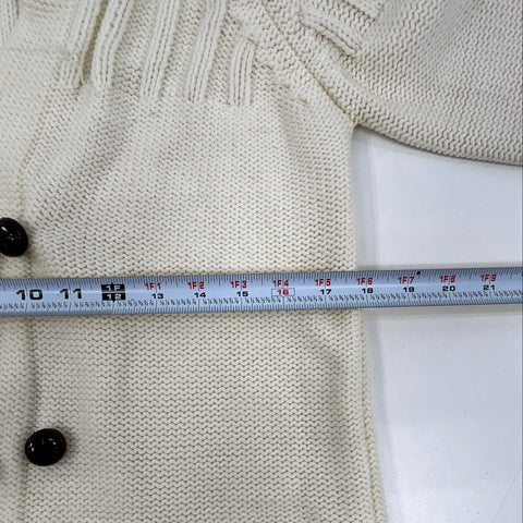 Vintage 90s RSG Women's Cream Cable Knit Chunky Cardigan Sweater Pockets Sz M