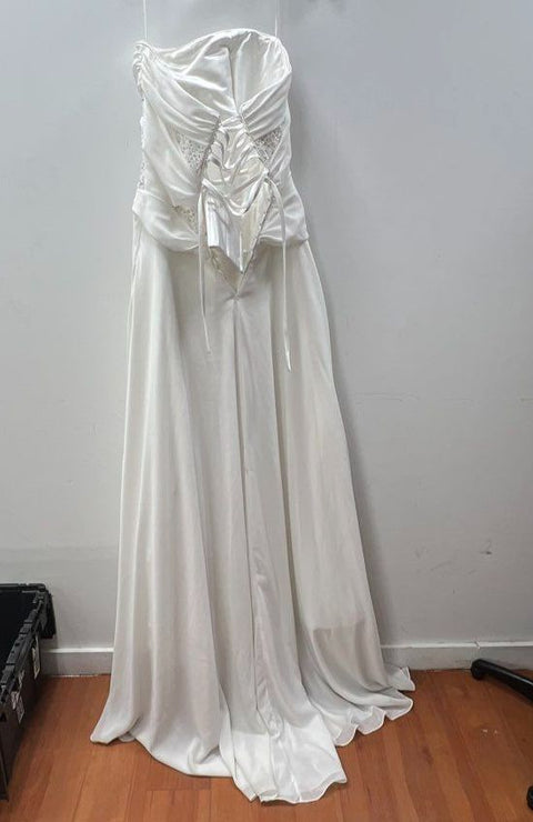 Maggie Sottero Women's Wedding Dress Gown White Ruched Beaded Corset Back Sz 8