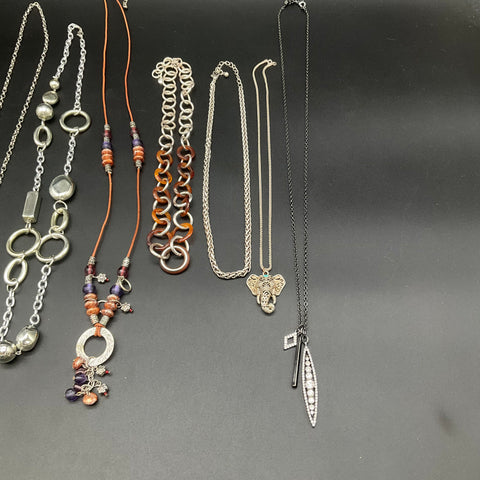 Mixed Style Fashion Jewelry Lot of 8 Necklaces Elephant Living Locket Boho
