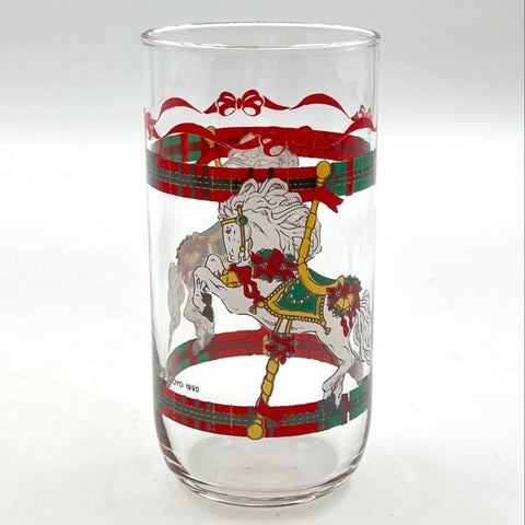 House of Lloyd Carousel Horse Christmas Tumblers 7 Piece Set 1990 Vintage 5 In