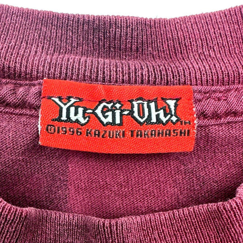 Vintage Y2K Yu-Gi-Oh! Maroon Graphic T-Shirt Dragon Anime Manga Short Sleeve