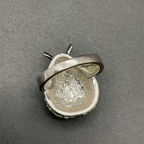 Vintage Silver Tone Ladybug Ring Rhinestone Figural Insect Jewelry Size 9.5