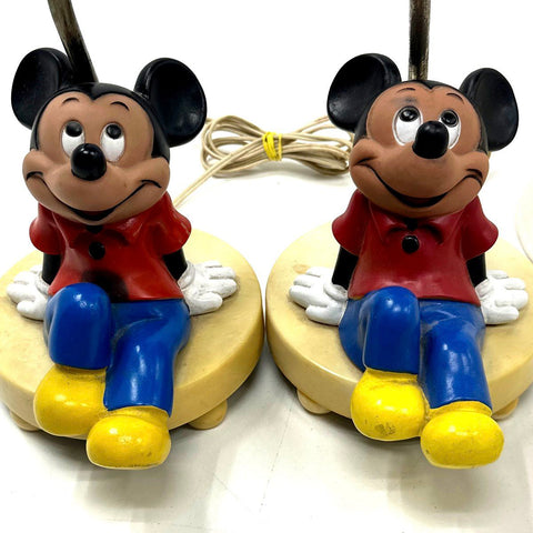 Mickey Mouse Table Lamp Lot of 2 Vintage Disney Character Lights Pair Tested