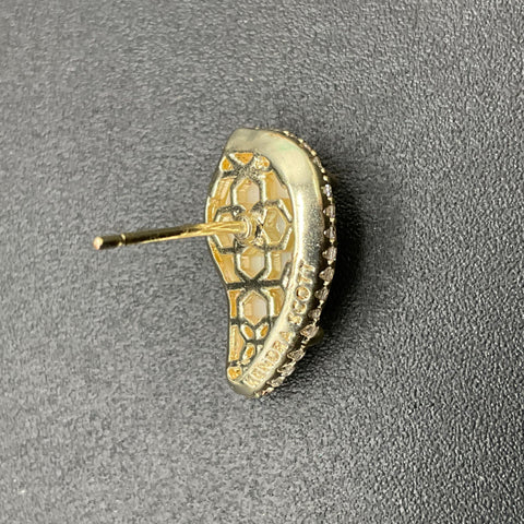 Kendra Scott Gold Tone Iridescent Stone Paisley Stud Earrings with Bag