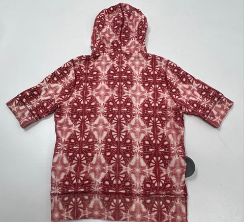 Lucky Brand Women's Short Sleeve Full Zip Hoodie Red Tie Dye Batik NWT Sz M