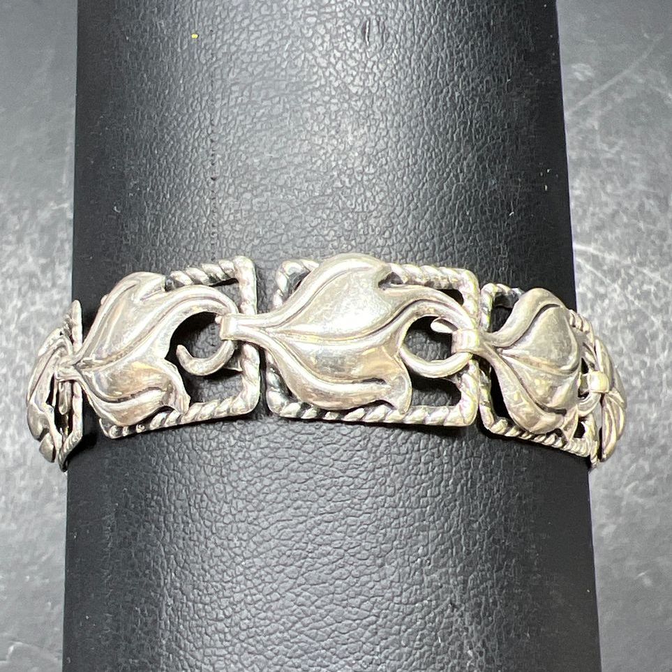 Sterling Silver Beau Leaf Link Bracelet 11g