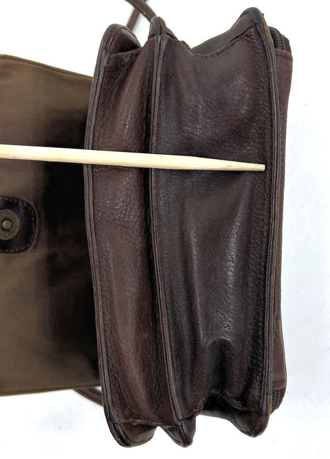 Vintage 90s Fossil Brown Leather Organizer Crossbody Wallet on a String Bag