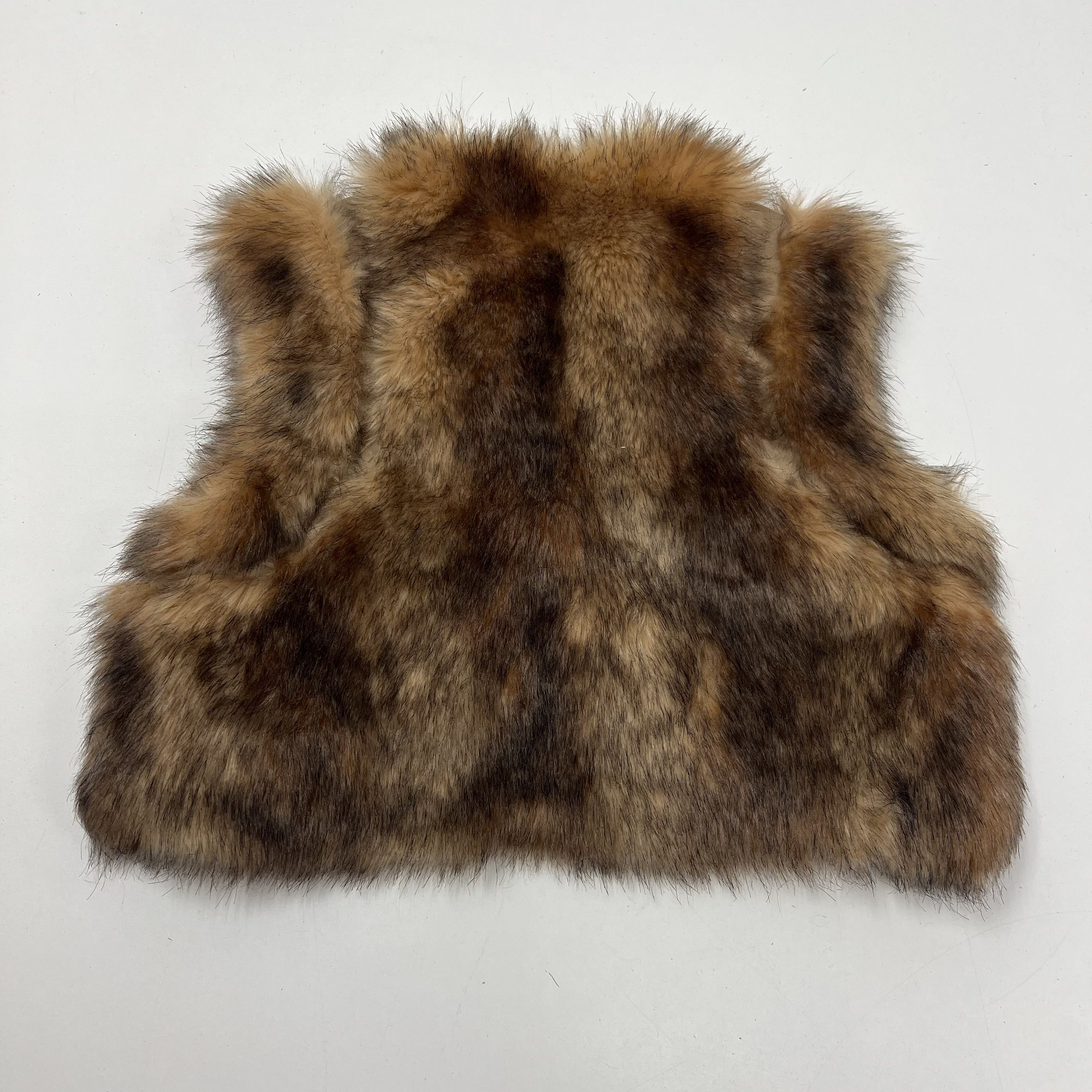 INC International Concepts Faux Fur Shaggy Open Front Vest Jacket Women's Size L
