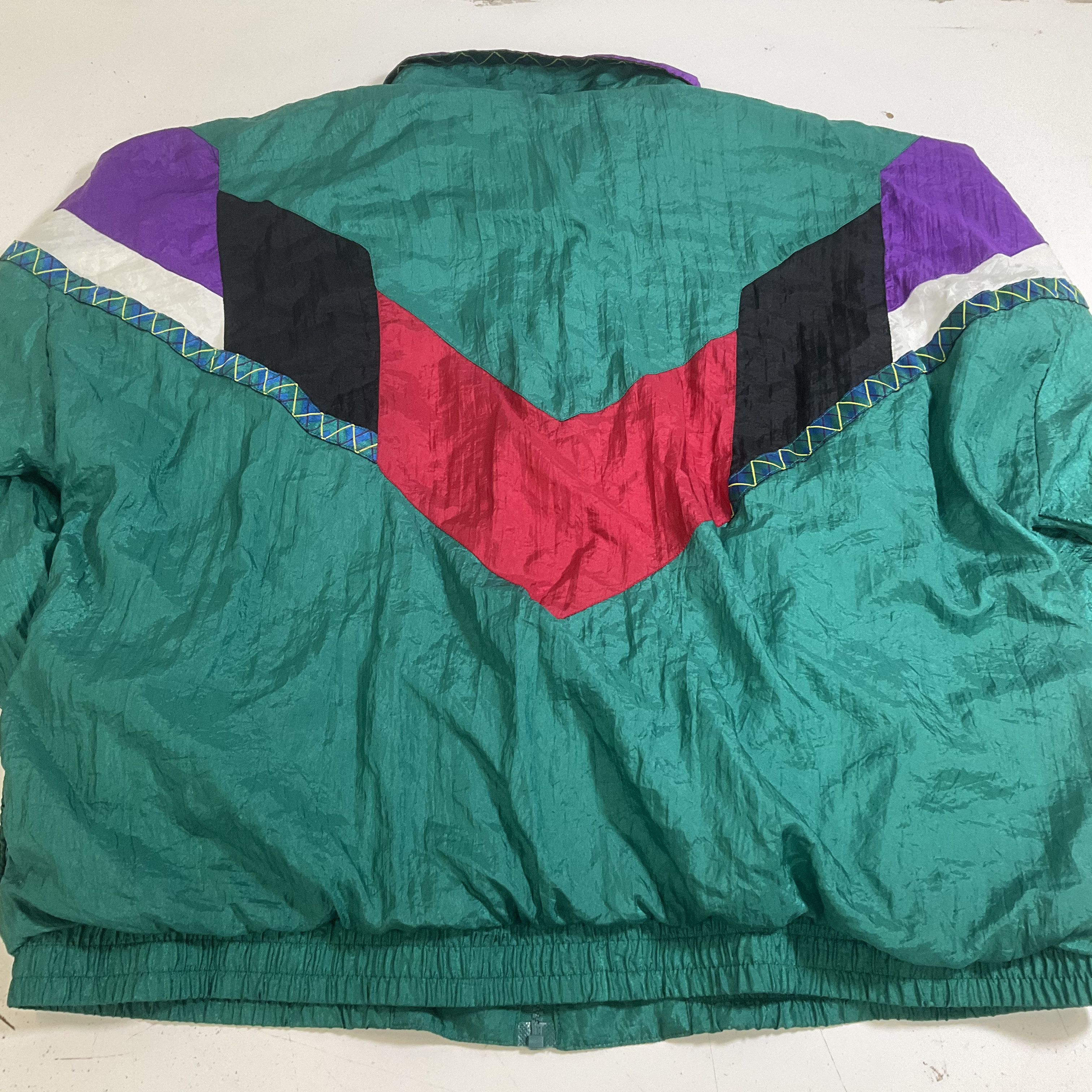 Vintage 90s Kuma Sport Green Colorblock Windbreaker Jacket Women's Size 3X